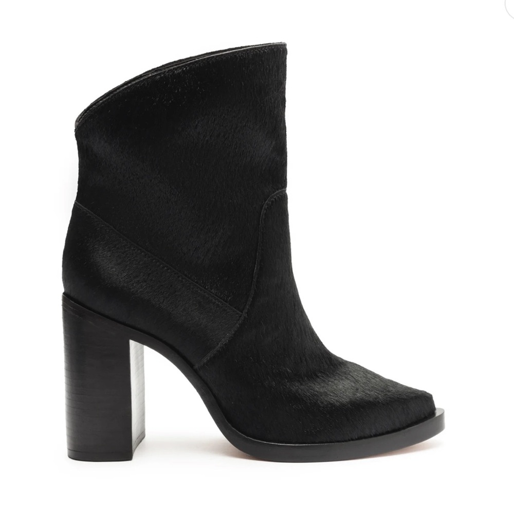 NWT SCHUTZ Misty Calf Hair Black Leather Bootie (Size 6.5)